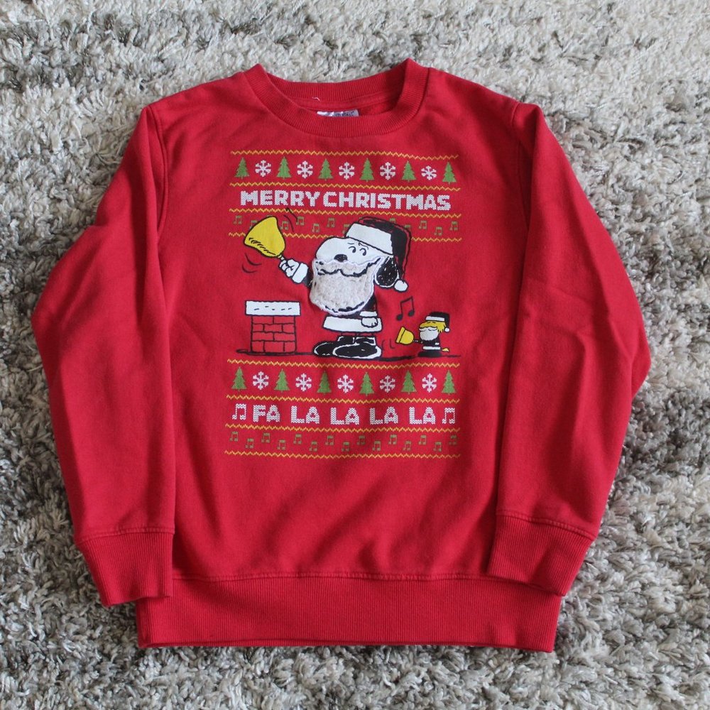 Peanuts Merry Christmas Snoopy As Santa Holiday Sweatshirt Red Youth Small (8)
